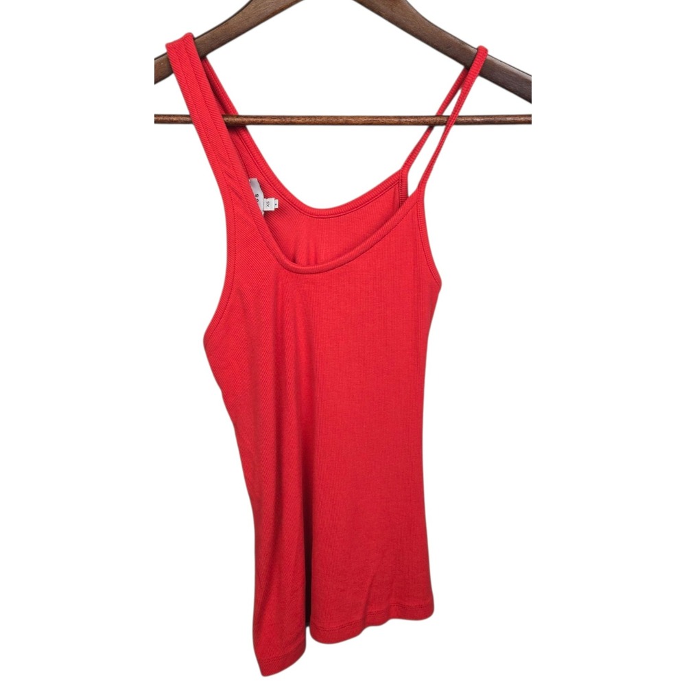 REISS Coral Red Ribbed Tank Top Womens XS Sleeveless Casual Basic